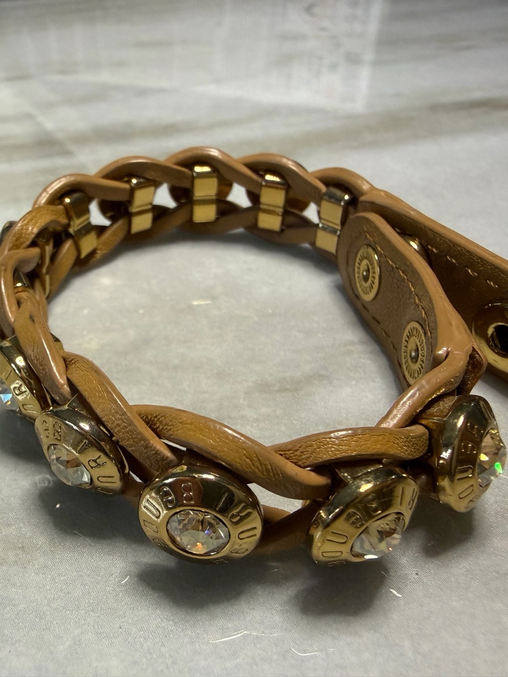 Henri Bendel Leather Crystal Bracelet